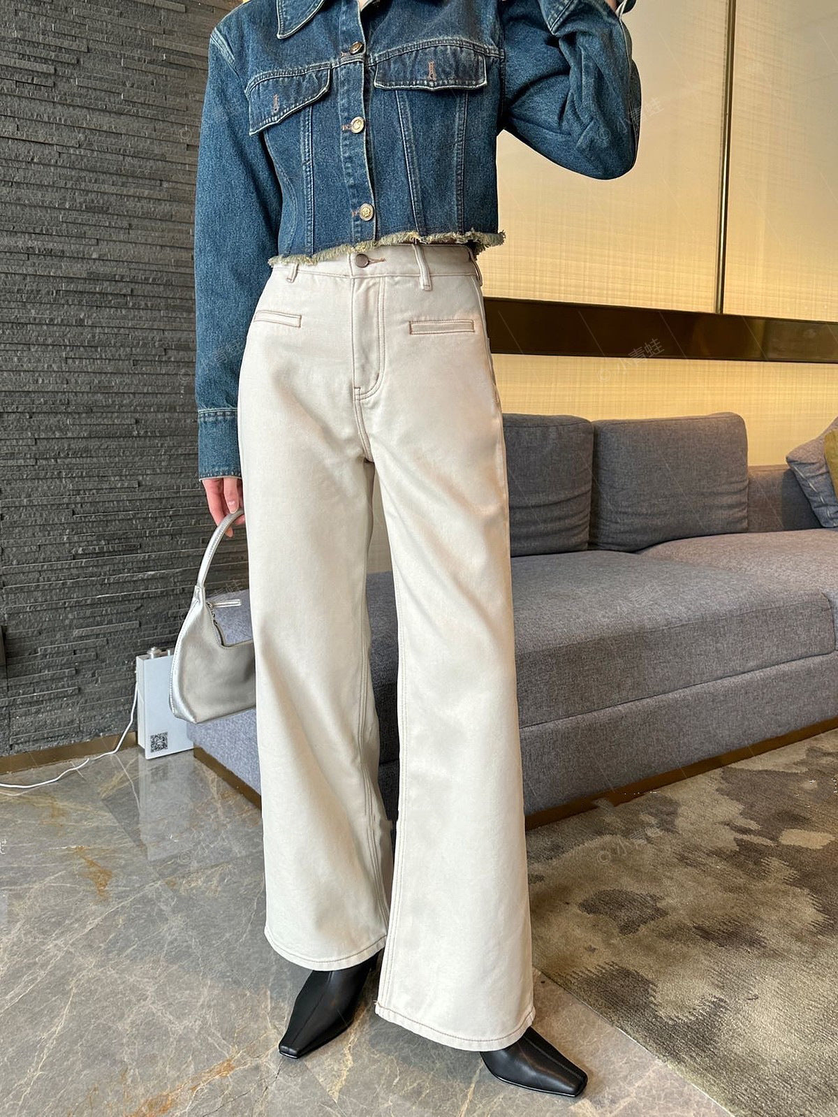 Women's Fashion High-Waist Straight-Leg Wide-Leg Jeans by Mirlaine Univers