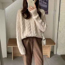 Womens Red Twisted Cable-Knit Pullover Sweater For FallWinter