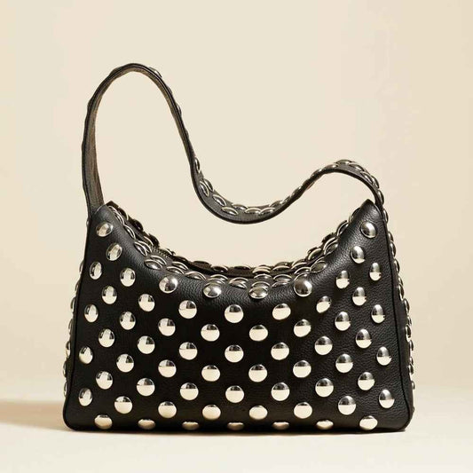 Stylish Edgy Niche Underarm Shoulder Bag With Rivet Detailing