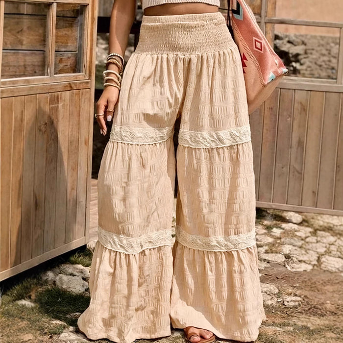 Pantalon décontracté chic à taille plissée et jambes larges