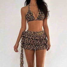 Bikini Three-piece Swimsuit Lace-up Pleated Skirt Two-piece Swimwear Set