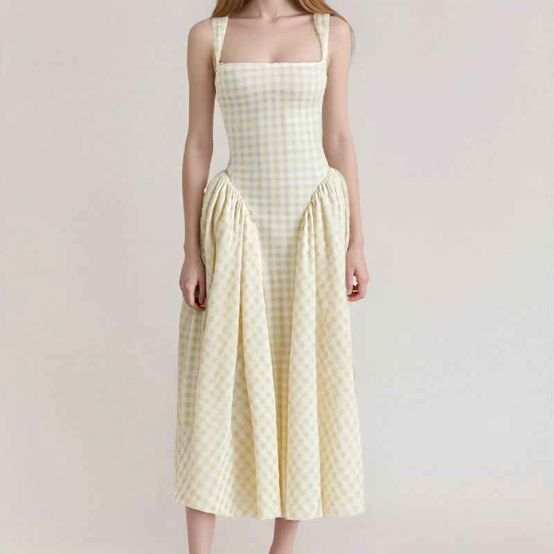 Elegant And Fashionable Printed French-style Slip Dress