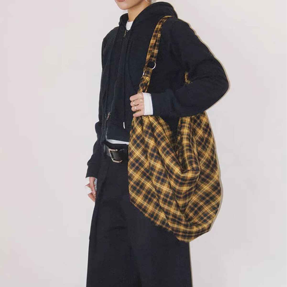 Womens Plaid Multi-Wear Large-Capacity ShoulderCrossbody Bag