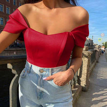 Fishtail-waistline Womens Satin Off-shoulder Top