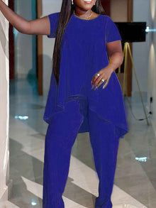 Fashionable Plus-Size Solid Color Set