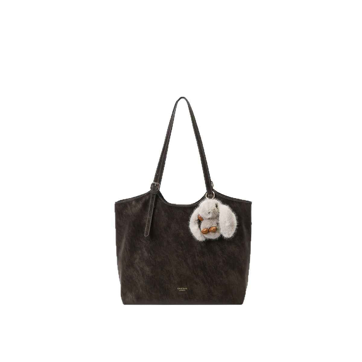 Coffee-Colored Commuter Tote Shoulder Bag With Large Capacity