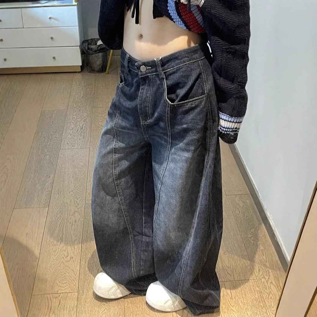 Womens Versatile Retro Washed-and-distressed Denim Jeans In American Style