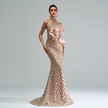 Halter Sequined Mermaid Evening Dress by Mirlaine Univers