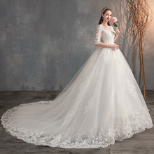 Wedding Dress Trailing Deep V Neck Lace High Waist Wedding Dress Long Sleeves by Mirlaine Univers