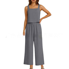 European And American-style Sleeveless Vest And Wide-leg Pants Set For Women