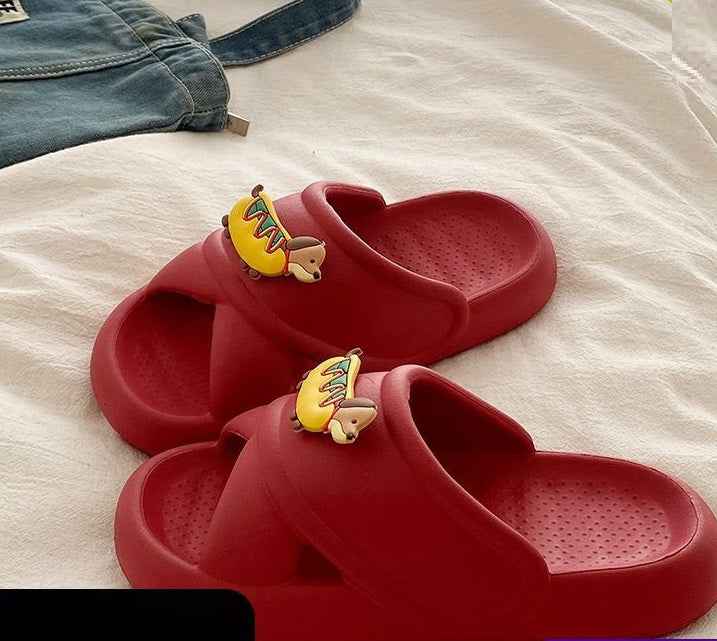 Summer Comfortable Soft Platform Home Non-slip Cartoon Puppy Eva Drooping Sandals For Women
