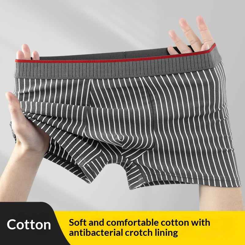 Mens Long-staple Cotton Antibacterial Boxer Briefs Skin-friendly