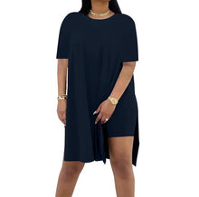 Summer Solid-Color Loose Crew-Neck Short-Sleeve Pants Two-Piece Set by Mirlaine Univers