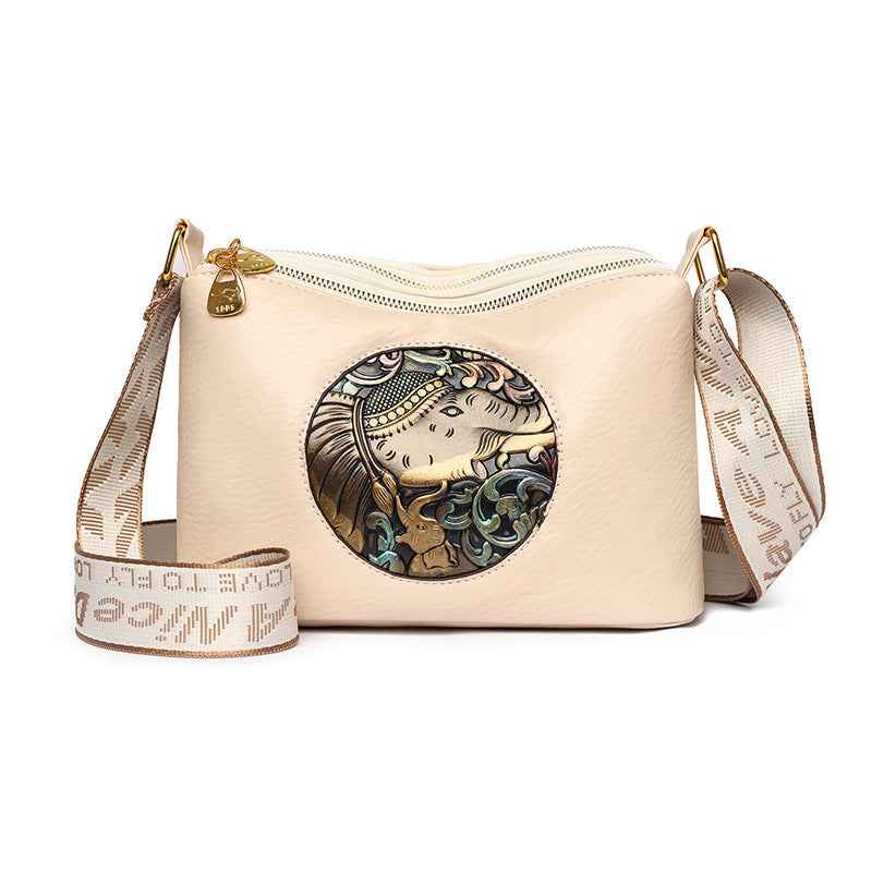 Multi-Compartment High-Capacity Retro Chinese-Style Shoulder Bag