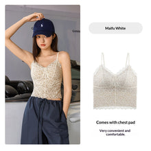 Floral Lace Camisole For Women Padded Mid Length Base Layer