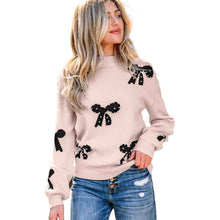 Women's Printed Crew-Neck Beaded Sweater