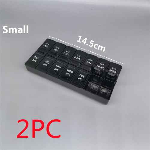 Big Small Size 14 Grid Week Pill Box Morning And Evening Color Week Pill Box Printing Russian English