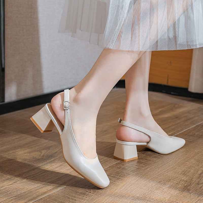 French-style Closed-toe Sandals For Women  Mid- To Chunky Heel  Summer Style