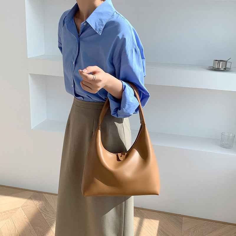 Simple Soft-leather Shoulder Bag For Women Versatile And Niche
