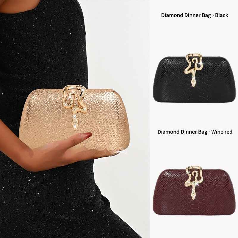 Womens Stylish Snake-Print Evening Tote With A Sophisticated European-American Flair