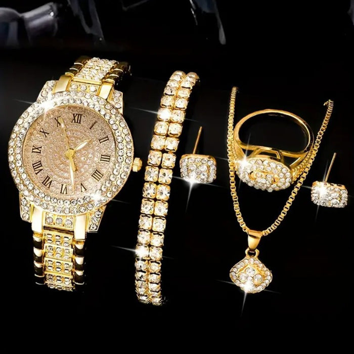 Montre haut de gamme pour femme en acier sertie de diamants avec bracelet à maillons entièrement pavé