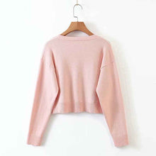 Long sleeve V-neck Straight Cherry Embroidered Cardigan Ssweater