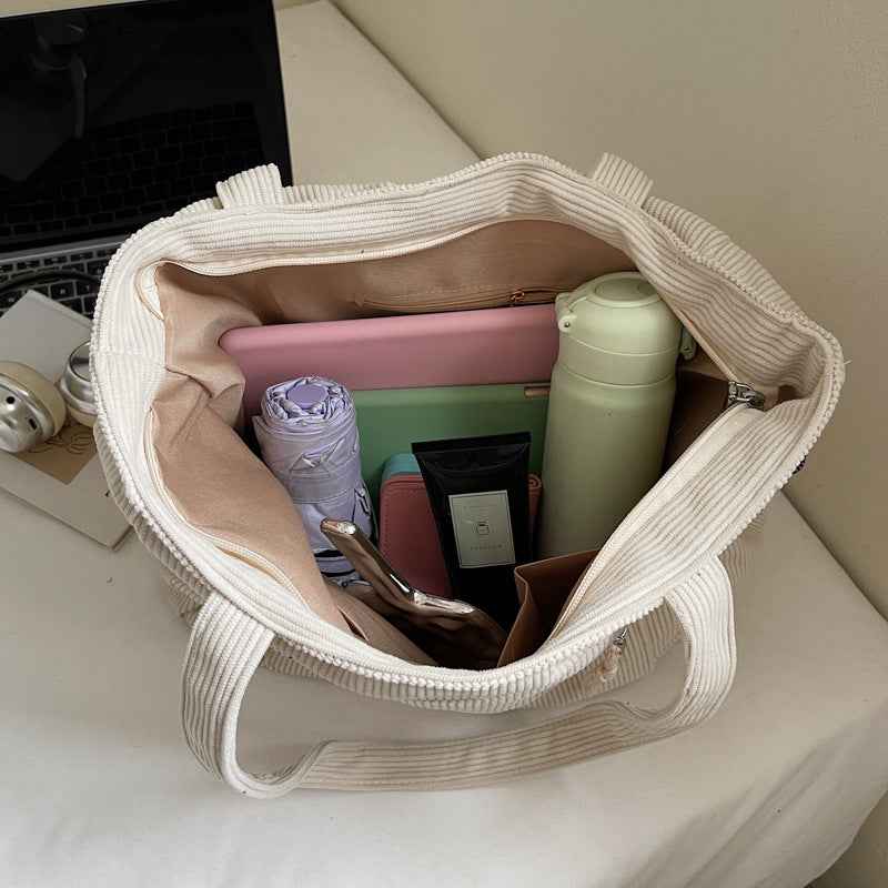 Womens Casual Corduroy Tote Bag Versatile And Easy To Style