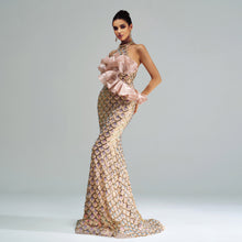 Halter Sequined Mermaid Evening Dress by Mirlaine Univers