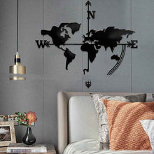Metal World Map Iron Art Compass Wall Hanging  -Made To Order
