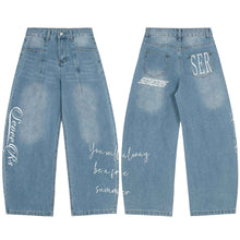 Korean-style Light-wash Wide-leg Denim Jeans For Women