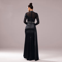 Long Sleeve Slim-fit Sheath Pearl Banquet Fishtail Evening Dress by Mirlaine Univers