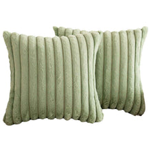 Rabbit Fur Solid Color Vertical Bar Plush Square Cushion Cover