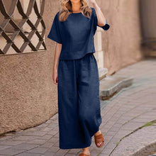 European And American Women's Linen Casual Loose Solid Color Suit Two-piece Women by Mirlaine Univers