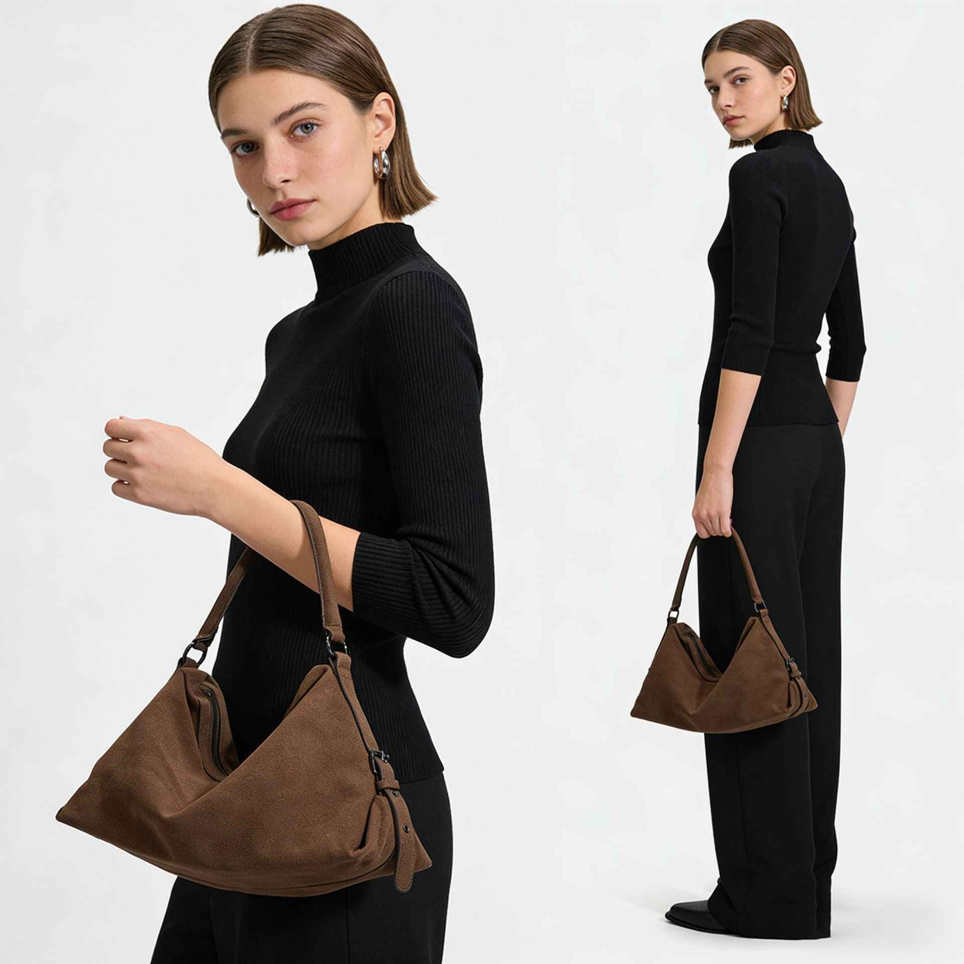 Vintage Suede Large-Capacity Tote Bag