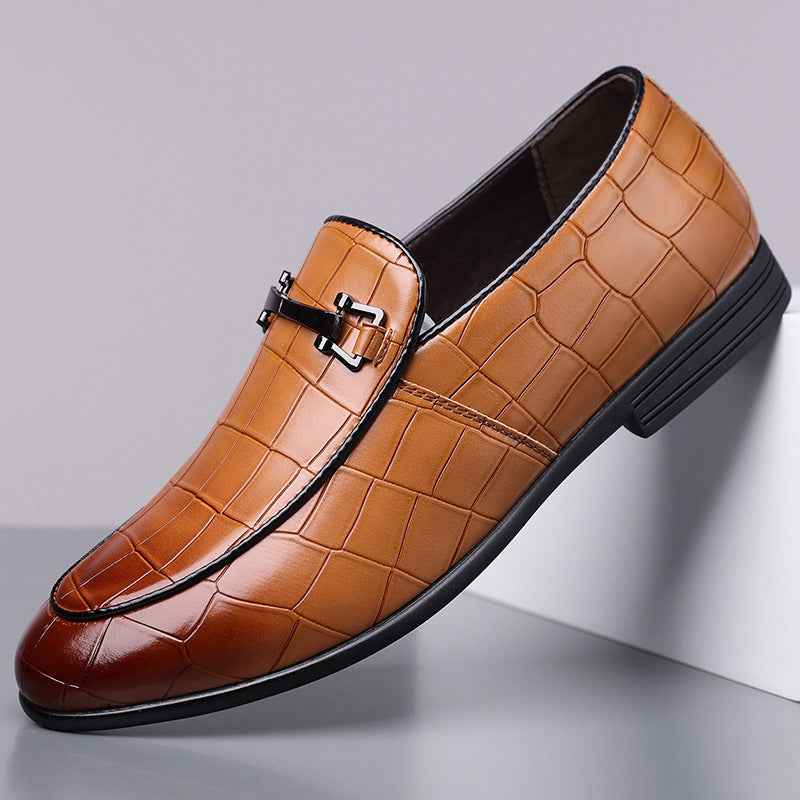 Men's Plaid Light Luxury Plus Size Rubber Sole Lightweight Leather Shoes
