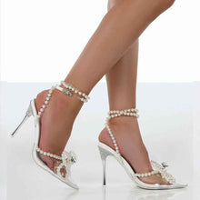 European And American Transparent Crystal Pearl Bow Head Sandals For Women