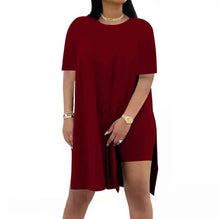 Summer Solid-Color Loose Crew-Neck Short-Sleeve Pants Two-Piece Set