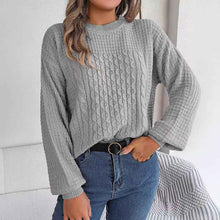 Women's Cable-Knit Lantern-Sleeve Pullover Sweater