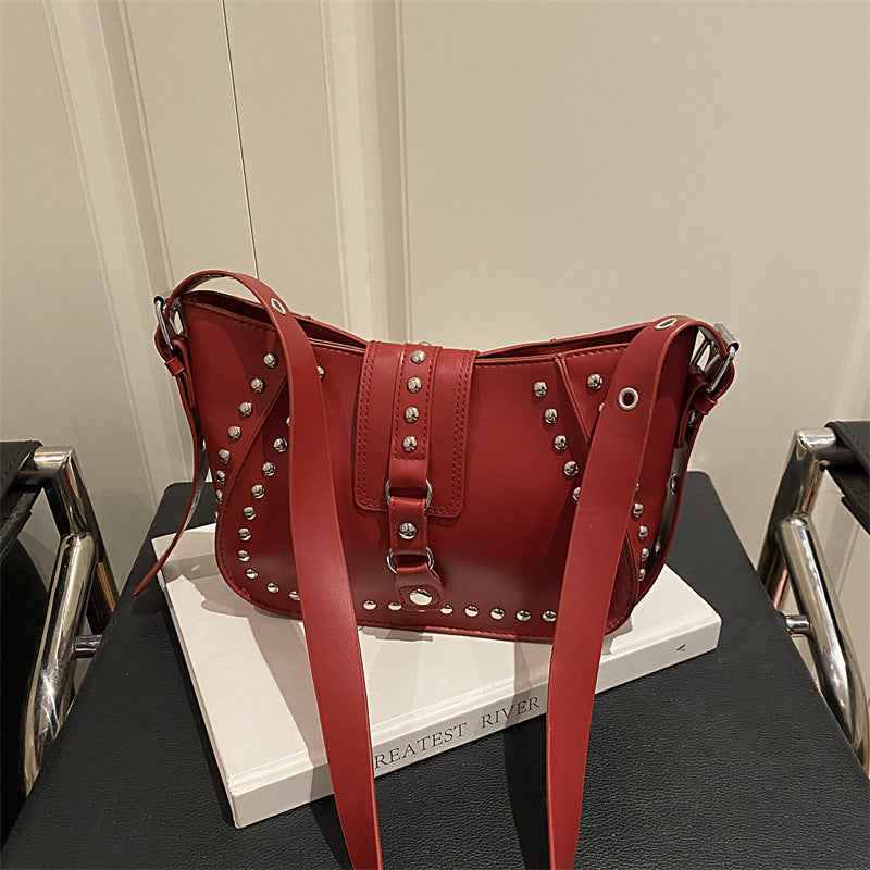 Sophisticated Studded Commuter Underarm Bag A Stylish Minimalist Niche-design Shoulder Or Crossbody Bag