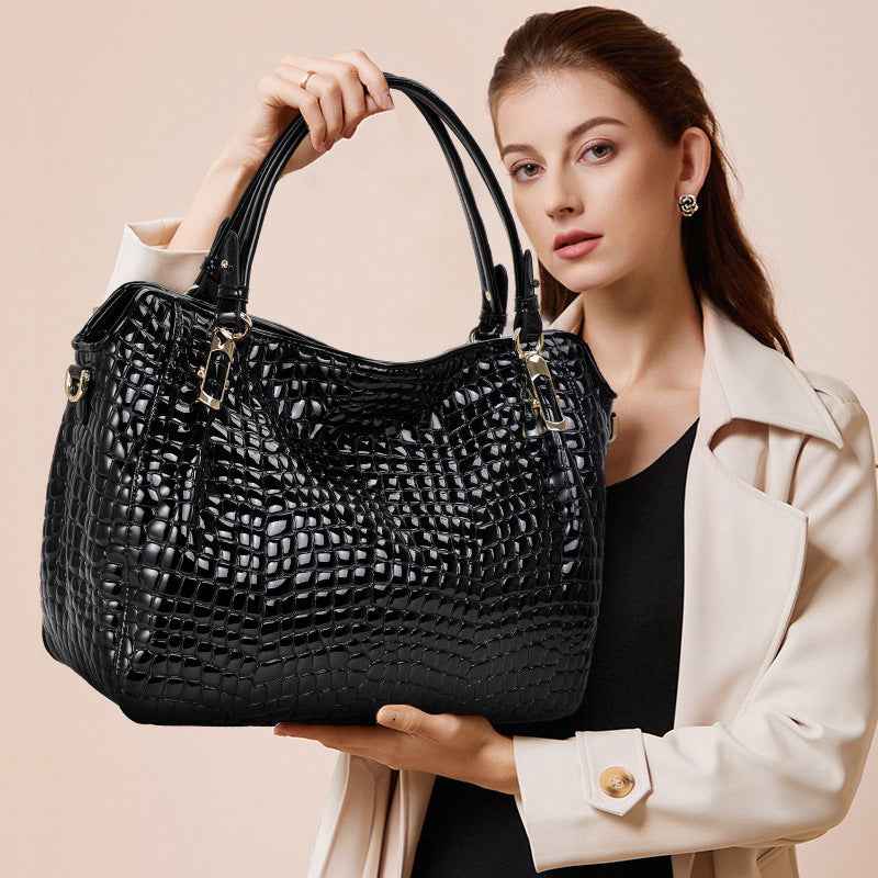 Womens Large Genuine Leather Casual Tote Bag
