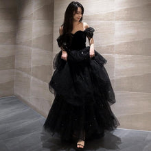 Black Evening Dress Light Luxury Minority French Style Pettiskirt by Mirlaine Univers