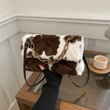 Stylish One-shoulder Envelope Bag With Leopard Print And Fluffy Accents Crossbody Bag