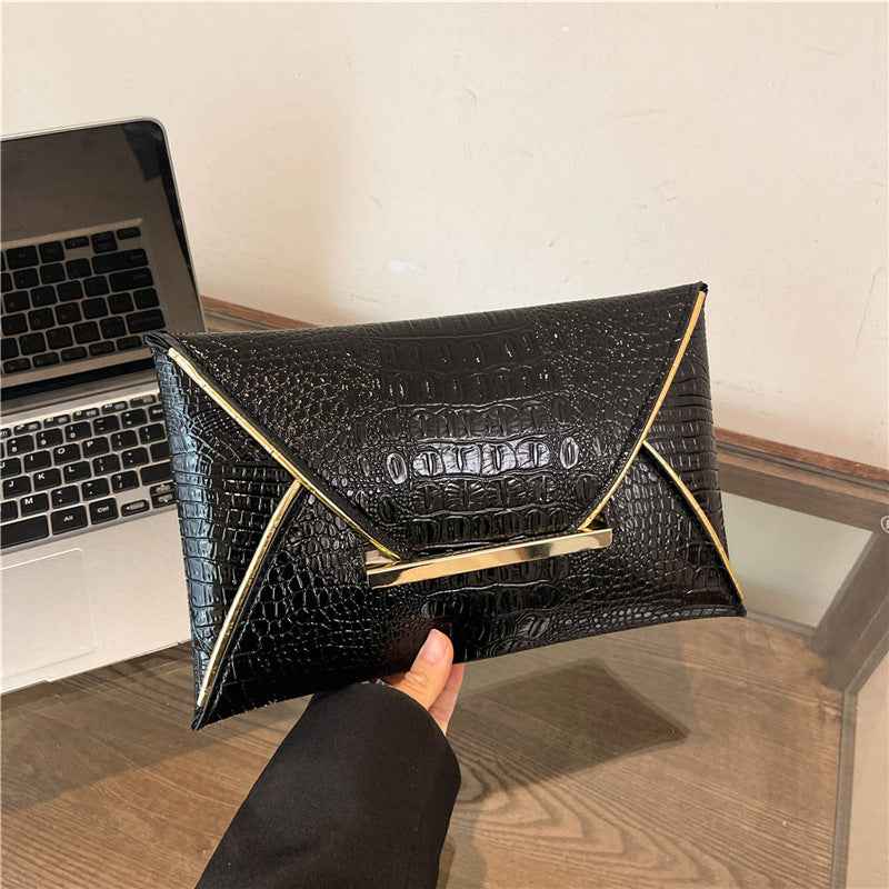 Versatile Trendy Crocodile-pattern Envelope Bag With A Chic Fashionable Vibe