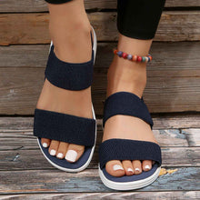 Casual Elastic Band Back Strap Flyknit Polyurethane Flat Sandals For Women