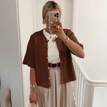 Solid Color Half-open Collar Button Sweaters Women's Clothing Women's Casual Cardigan