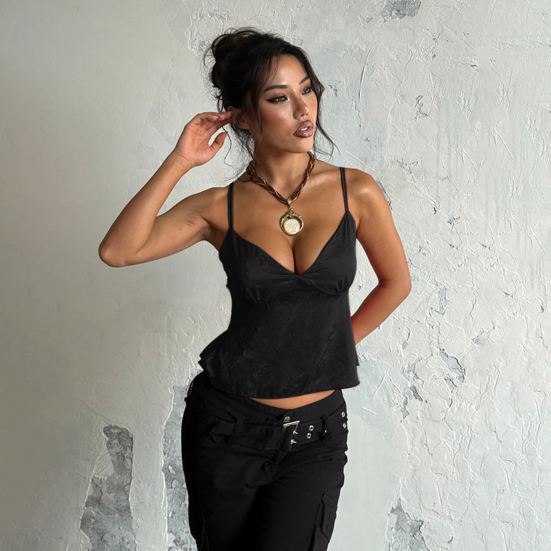 Satin Jacquard Slip V-Neck Loose Top Womens by Mirlaine Univers Satin Jacquard Slip V-Neck Loose Top Womens Mirlaine Univers satin-jacquard-slip-v-neck-loose-top-womens 0 Satin Jacquard Slip V-Neck Loose Top Womens Mirlaine Univers Satin Jacquard Slip V-Neck Loose Top Womens