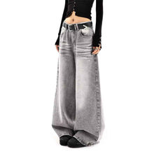 Embroidered High Waist Wide Leg Denim Jeans For Women Vintage Straight Leg Pants