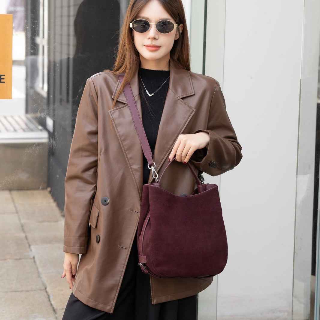 Matte Cowhide Niche Shoulder Crossbody Bag