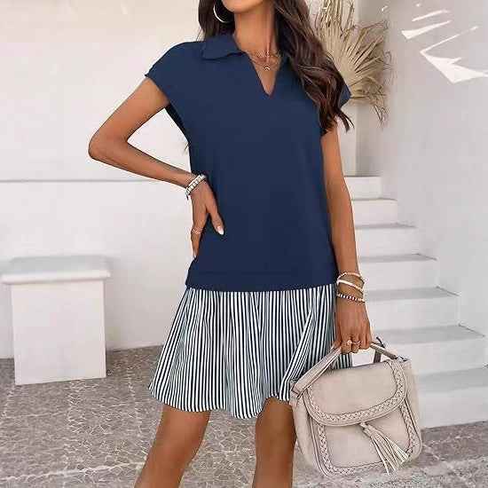 New V-neck Short-sleeve Dress For Women