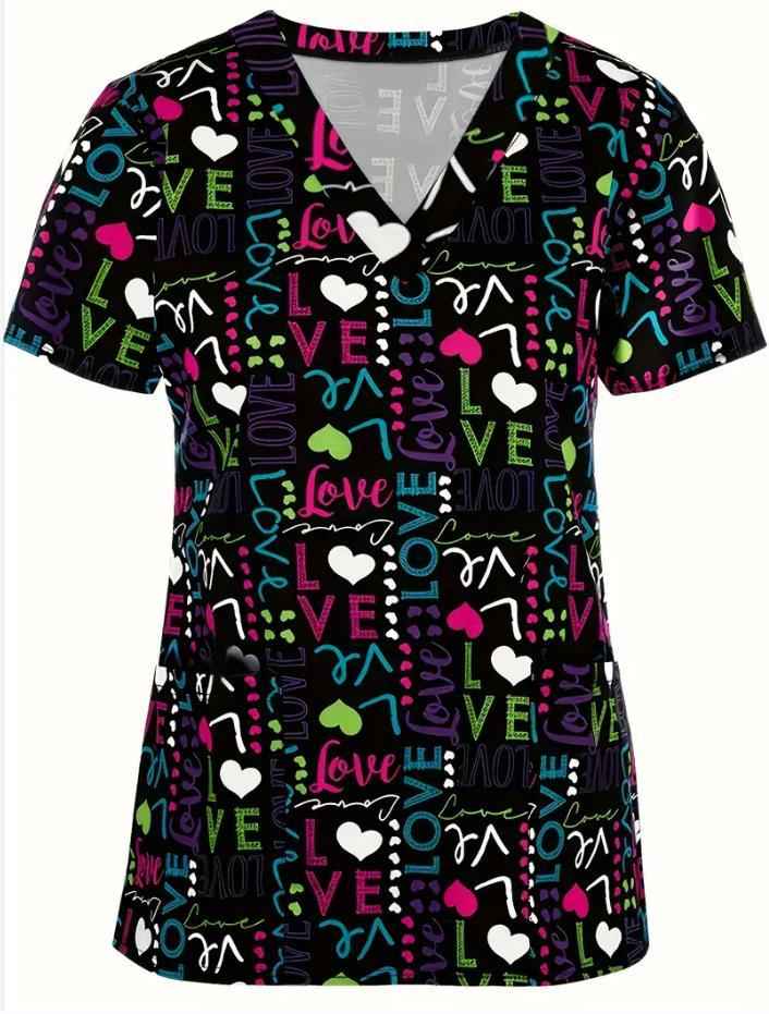Summer Casual New Women's V-neck Cloth For Nursing Workers Short Sleeve
